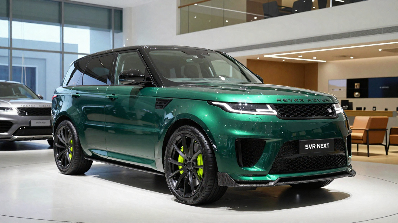 Carro SUV cinza escuro fazendo curva em pista de corrida com fumaça próxima às rodas traseiras.